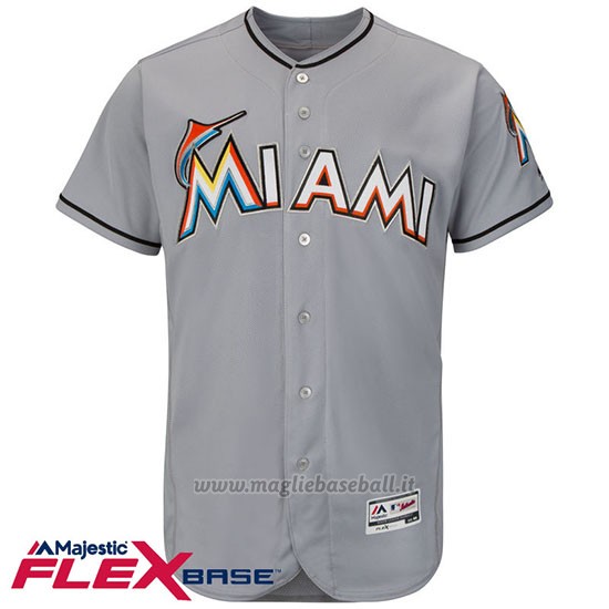 Maglia Baseball Uomo Miami Marlins Blank Grigio Flex Base Autentico Collezione